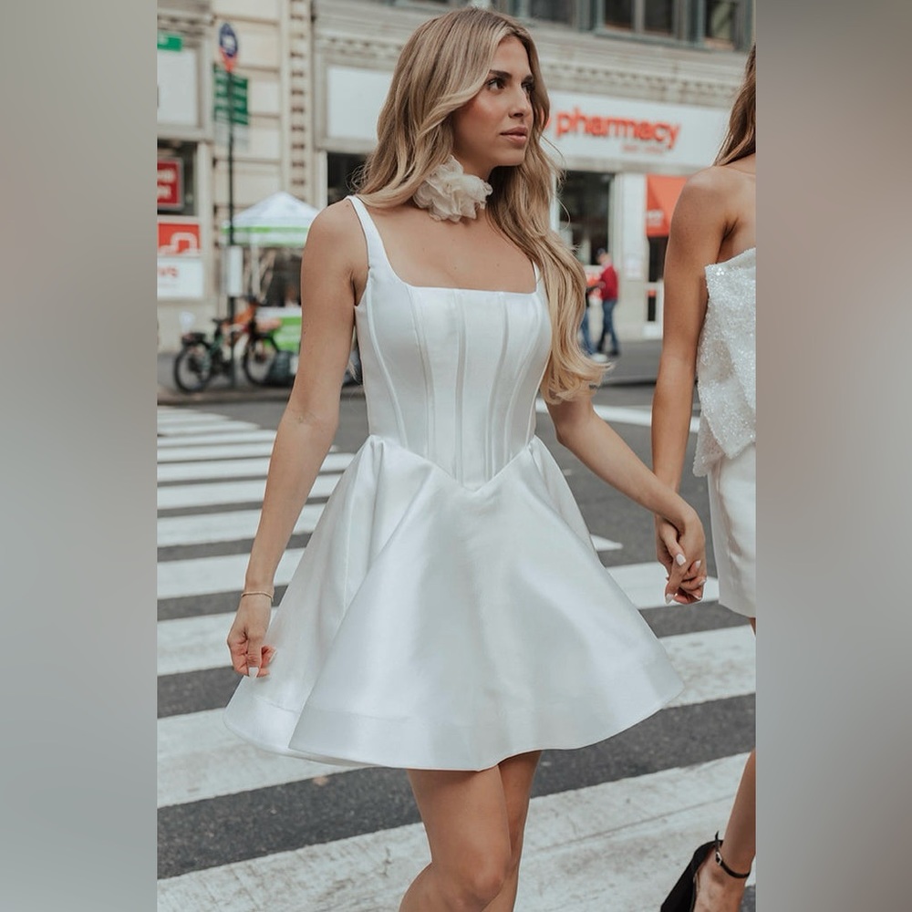 Lulu's White Pleated Fit and Flare Mini Dress